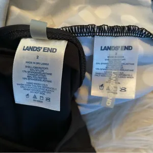 Lands End Cap Sleeve Surplice Tankini Swimsuit Black White Dots Preppy womens 2 thumbnail 9