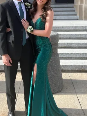 Stunning Pixie Emerald green formal prom gown Size 0 thumbnail 6