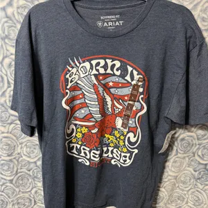 Ariat Woman’s Boyfriend Soft Heathered Blue Born in the USA Eagle Graphic Tee thumbnail 2