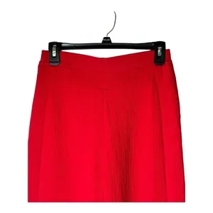 Palmer Harding Pants Women 2 Red‎ Crinkled Fabric Elastic Waist Silence Wide Leg thumbnail 5