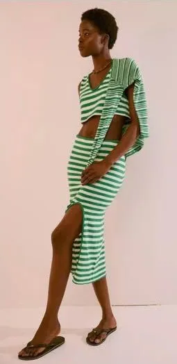 NEW Free People Striped Knit Maxi Skirt, Tank and Long Sleeve Top Set XL thumbnail 1