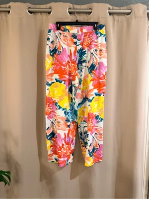 D&Co. Beach Bright Floral Wide-Leg Women's Pants - Multi thumbnail 3