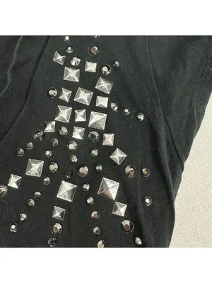 Susie Rose Womens Black V-Neck Embellished T-Shirt Size M Stretchy Cotton Blend thumbnail 6
