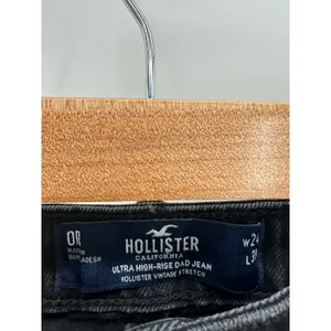 Hollister Jeans Women 0 REGULAR Black Ultra High Rise Dad Cotton Blend Denim‎ thumbnail 5