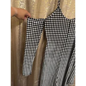 Naked‎ Wardrobe Black White Velour Houndstooth Jumpsuit Large NWT thumbnail 4