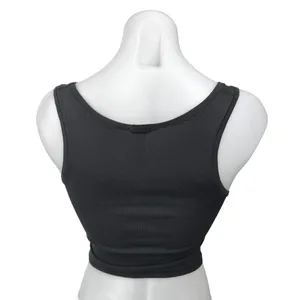 Skims Black Sleeveless Rib Knit Racerback Square Neck Pullover Crop Tank Top XS thumbnail 2