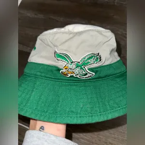 Mitchell & Ness Philadelphia Eagles Bucket Hat Throwback Hat Retro Gray Green thumbnail 10