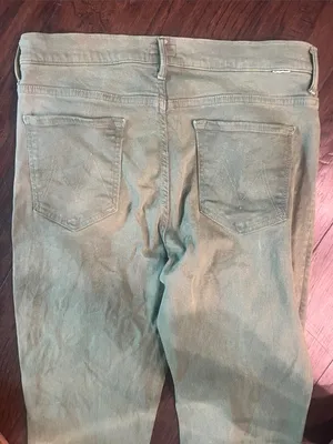 MOTHER Olive Green the Insider Crop Step Fray Denim Jeans 33 GUC thumbnail 4