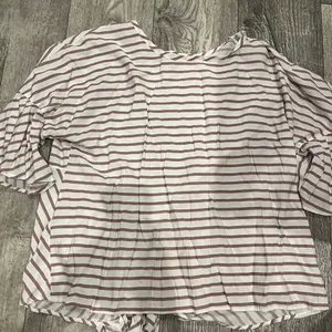 Express XL Womens Striped Blouse Ties in Back Round Neck‎ 3/4 Sleeves thumbnail 2