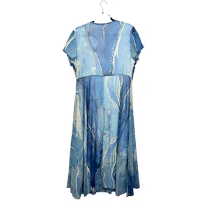 Women's Water Print Mesh Dress XL Wedding Guest Summer Party Cocktail Nautical thumbnail 8