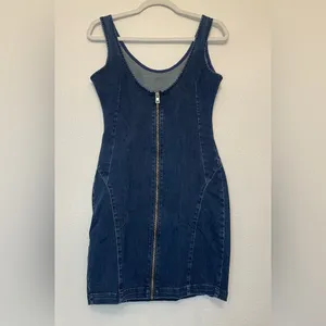 Guess Sofia Dark‎ Blue Denim Mini Dress Size M thumbnail 4