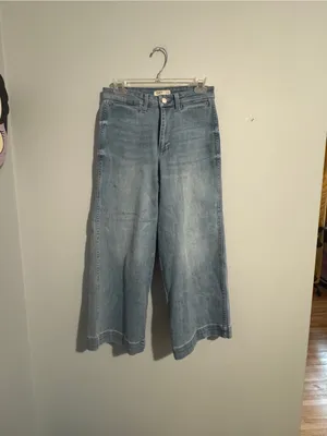 Oat New York Light Blue Wide-Leg Cropped Jeans thumbnail 2