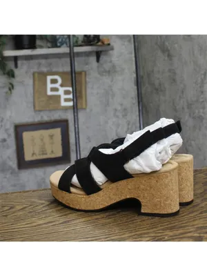 NWT Clarks Nerisa Grace Wedge Cork Sandal 26187243 Black Nubuck 8.5M thumbnail 8