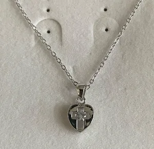 Silver heart and cross necklace thumbnail 6