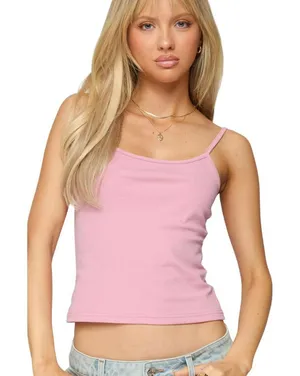 NWT Edikted Womens Knit Deanna Tank Top S16583 Pink XL thumbnail 1
