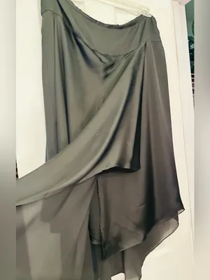 Kasper Black asymmetric skirt with overlays. thumbnail 3
