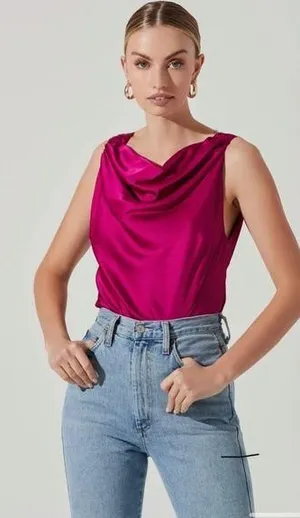 ASTR the Label Brisa Satin Cowl Neck Rhinestone Embellished top thumbnail 1
