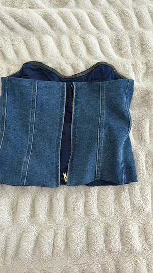 Show Me Your Mumu Denim Zip-Up Corset S thumbnail 2