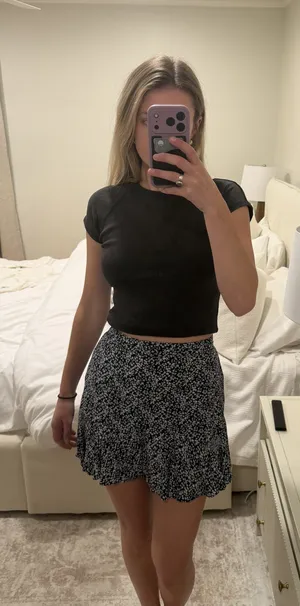 Navy Blue Floral Skirt thumbnail 1