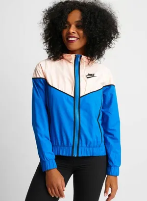 Blue Pink Colorblock Zip Up Windbreaker Hoodie Jacket thumbnail 1