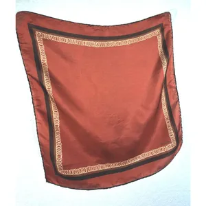 Vintage Tino Cosma 100% Silk Scarf 18” Square Rust Brown Chain Print Hand Rolled thumbnail 5