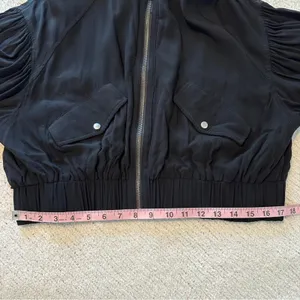 FREE PEOPLE On Pointe Bomber Jacket Lightweight Puff Balloon Sleeve Black thumbnail 10