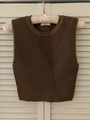 Babaton Aritzia Sculptknit Brown Cropped Tank Top Small thumbnail 2