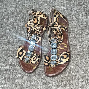 Sam Edelman animal print bejeweled sandals thumbnail 3