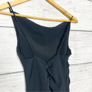 Abercrombie & Fitch Black Asymmetrical Bodycon Ruched Midi Dress Size XXS thumbnail 7