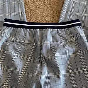 Zara Basic White, Blue & Black Plaid Dress Pants Elastic Waist Size M thumbnail 6