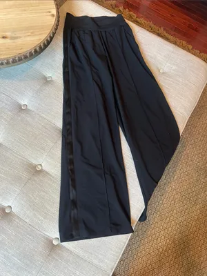 Athleta Black Nolita Wide Leg Satin Trim Size 0P thumbnail 4