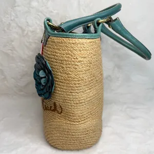 y2k Coach Straw Tote Shoulder Bag thumbnail 3