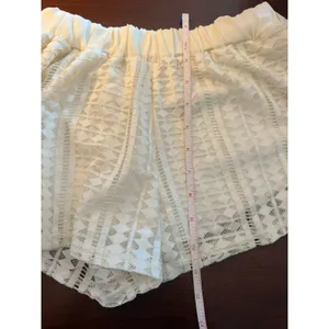 Sage White Lace Shorts Made in USA Elastic Waist Lined Openwork Size Small thumbnail 5