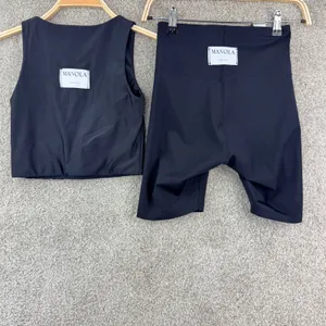 Manola Activewear Set Size S Black Crop Top High Rise Biker Shorts NWT Workout thumbnail 3