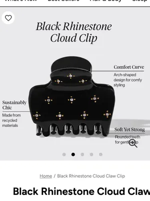 Kitsch Black Rhinestones Cloud Claw Clip Cream Cherry Crystal Barrette Hair Set thumbnail 7