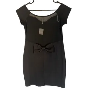 Charlotte Russe Zinga Black Sheer Bow Detail Short Sleeve Dress Women Sz L thumbnail 2