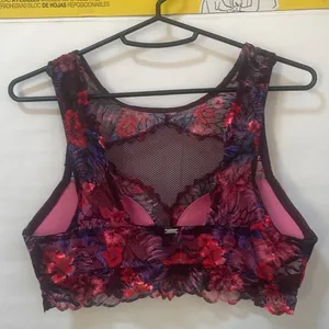 VS PINK Floral Orchid Wildflower High Neck Mesh Push Up Bralette $40 EUC M thumbnail 3