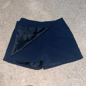 Anthropologie Maeve Tailored‎ Skort Wrap Front Side Zip Mini Pocket Navy Blue 4 thumbnail 4