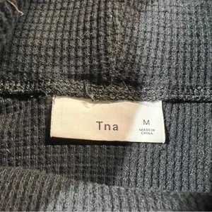 TNA Aritzia Black Turtleneck Waffle Knit Thermal Cotton Blend Long Sleeve Top M thumbnail 4