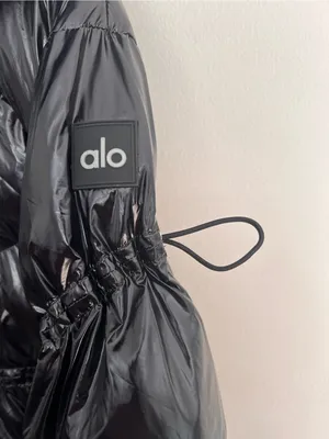 Alo Yoga Glossy Stunner Puffer Hooded Jacket Fall Coat Black Size XS thumbnail 7