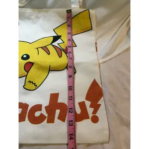 Nintendo Pokemon Pikachu Canvas Tote Bag Lets Go Pikachu Reusable Shopper White Graphic thumbnail 5