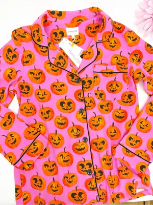 BedHead PJs Jolly Jack-O-Lantern Long Sleeve Classic Stretch Jersey Pajama Set thumbnail 7