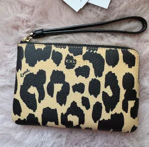 Coach wristlet with leopard print card case wallet thumbnail 1