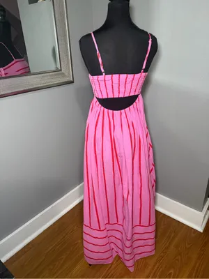 Petal & Pup Pikie Candy Striped Barbie Preppy Maxi Dress Medium. thumbnail 4