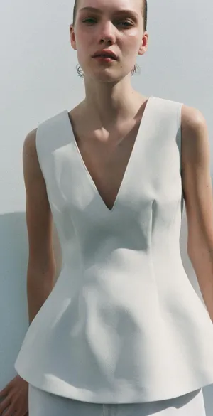 ZARA Peplum Top White thumbnail 1