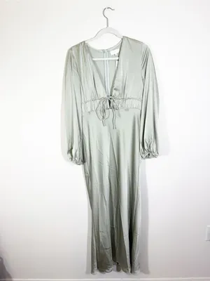 NWT Billy J Amara Maxi Dress Sage Green Olive Size 12 thumbnail 4