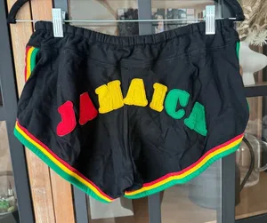 Vintage Y2K Jamaica One love embroidered booty shorts micro low rise rasta flag thumbnail 1