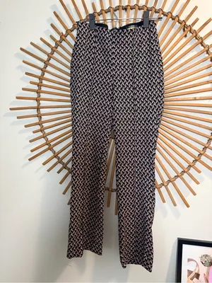 Anthropologie Maeve Margot Kick Flare Pull On Pants Stretch Patterned Workwear thumbnail 2