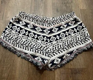 Easel Navy Blue White Geometric Shorts thumbnail 2