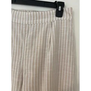 NWT Abercrombie & Fitch M 100% Cotton Tan White Stripe Pull On Wide Leg Pant thumbnail 5
